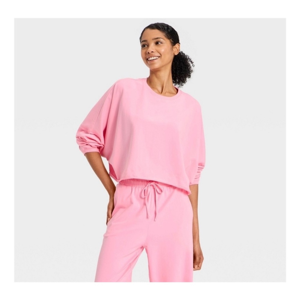 JoyLab Washed Jersey Long Sleeve Top (XL - Light Pink)